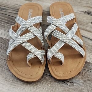Soda Women's Sparkling Rhinestone Silver Sandals